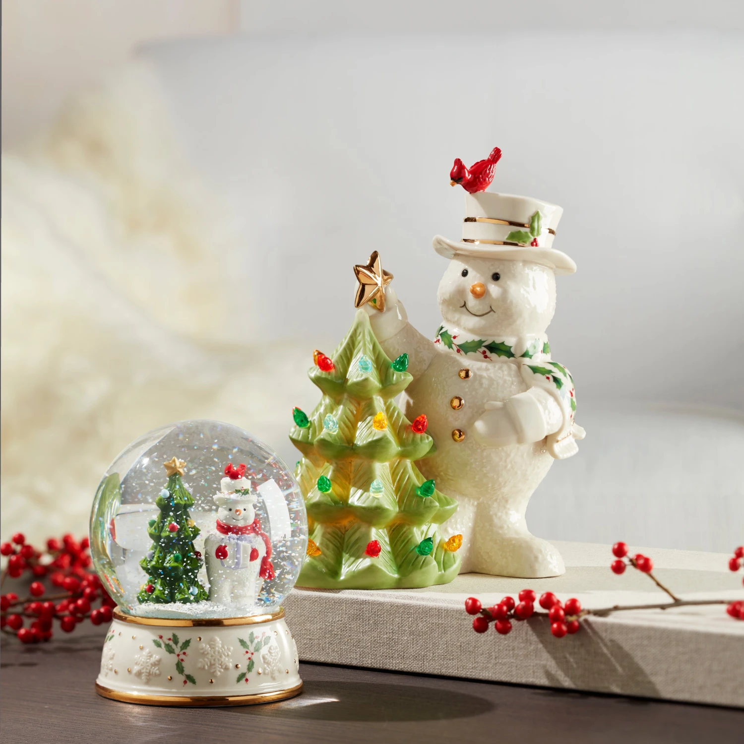 Lenox Happy Holly Days Snowman Lit Figurine 7 Lenox Happy Holly Days Snowman Lit Figurine - Image 5
