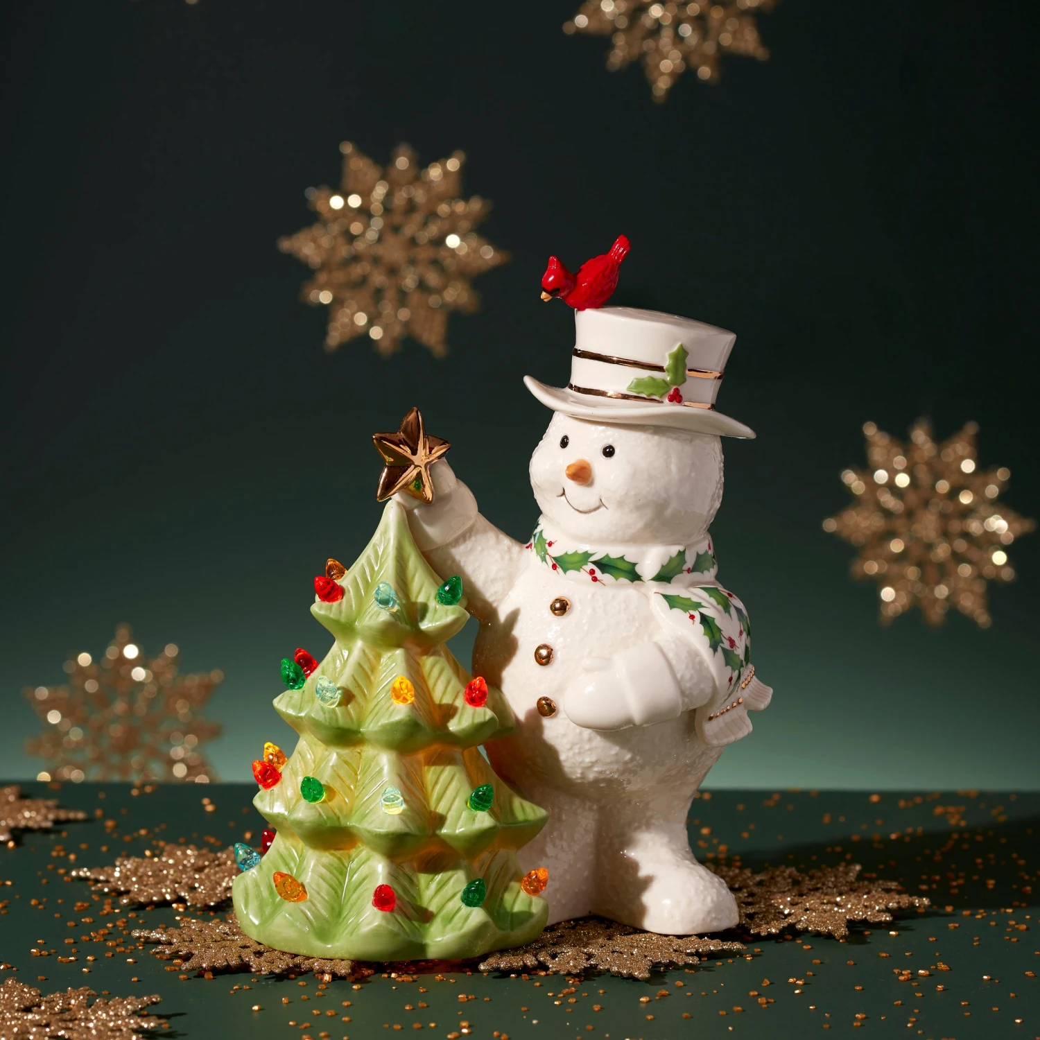Lenox Happy Holly Days Snowman Lit Figurine 5 Lenox Happy Holly Days Snowman Lit Figurine - Image 3