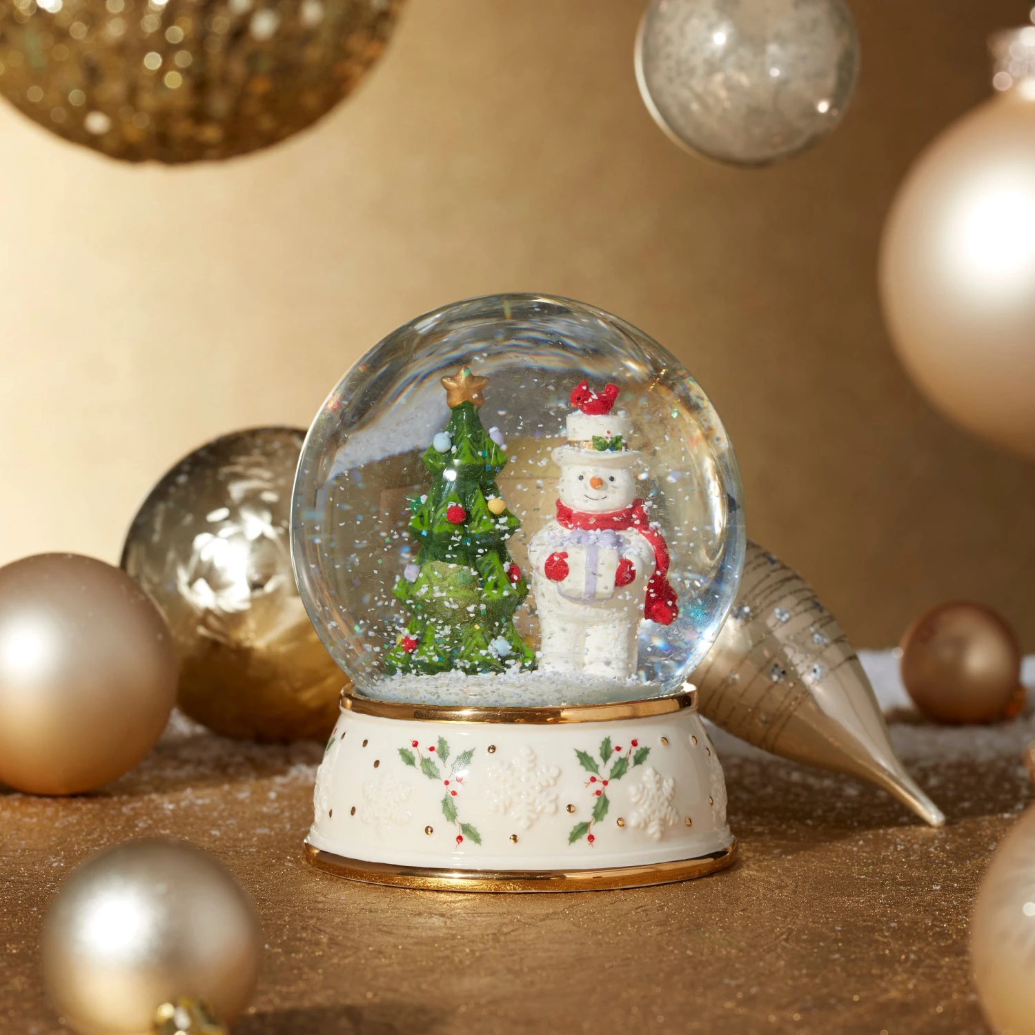 Lenox Happy Holly Days Snow Globe 4 Lenox Happy Holly Days Snow Globe - Image 2