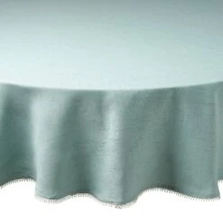 Lenox French Perle Ice Blue Round Tablecloth