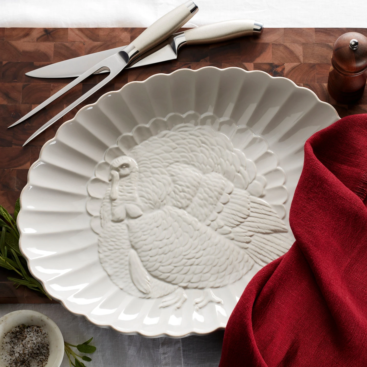 Lenox French Perle Carved Turkey Platter 7 Lenox French Perle Carved Turkey Platter - Image 5