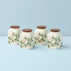Lenox Holiday Cooking Spice Jars, Set Of 4