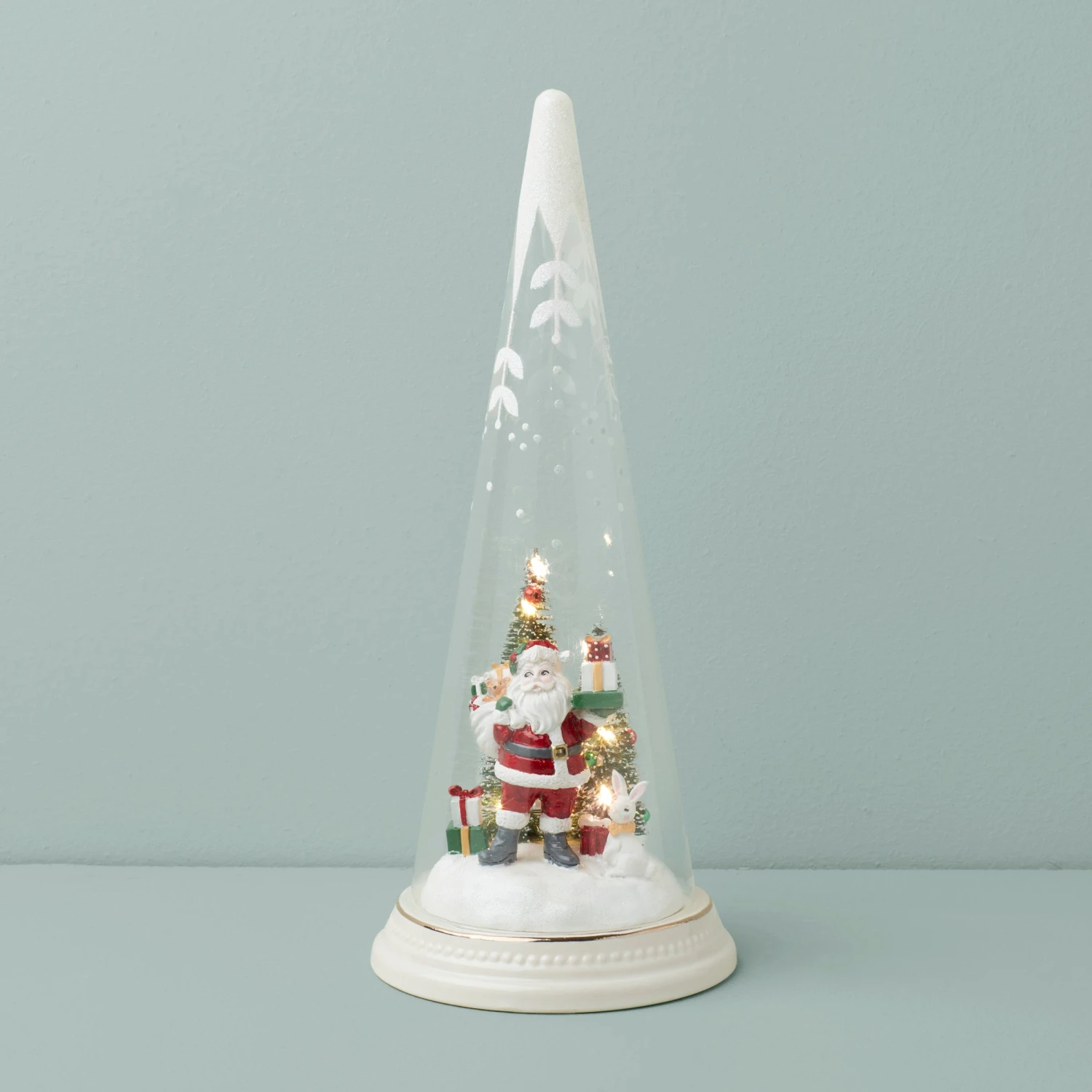 Lenox Lit Christmas Cone With Santa Scene 3 Lenox Lit Christmas Cone With Santa Scene
