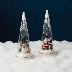 Lenox Lit Christmas Cone With North Pole Snowman Scene 7 Lenox Lit Christmas Cone With North Pole Snowman Scene -Lenox 895174 895173 LHOL 23