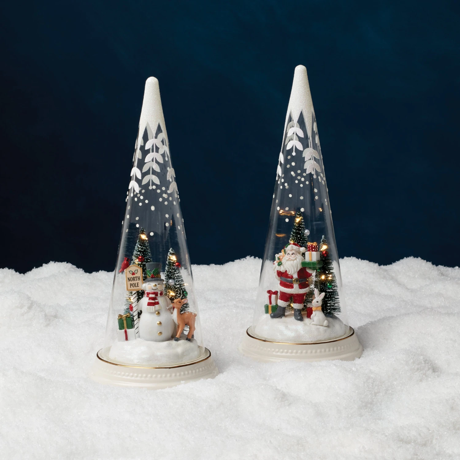 Lenox Lit Christmas Cone With North Pole Snowman Scene 5 Lenox Lit Christmas Cone With North Pole Snowman Scene - Image 3