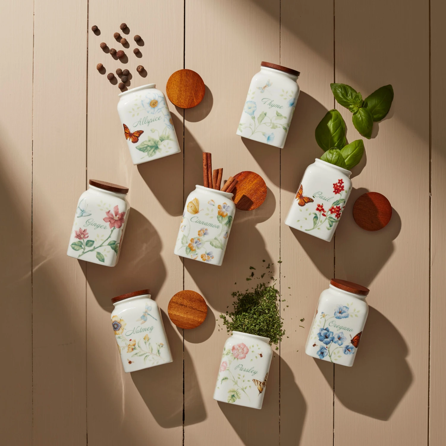 Lenox Butterfly Meadow Cooking Spice Jars, Set Of 4 4 Lenox Butterfly Meadow Cooking Spice Jars, Set Of 4 - Image 2
