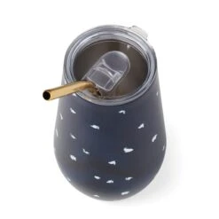 Lenox Blue Bay Dot Stainless Steel Wine Tumbler & Straw 10 Lenox Blue Bay Dot Stainless Steel Wine Tumbler & Straw -Lenox 895732 LNP F23 3