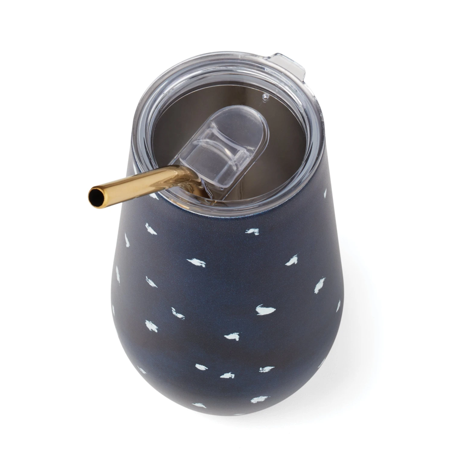 Lenox Blue Bay Dot Stainless Steel Wine Tumbler & Straw 6 Lenox Blue Bay Dot Stainless Steel Wine Tumbler & Straw - Image 4