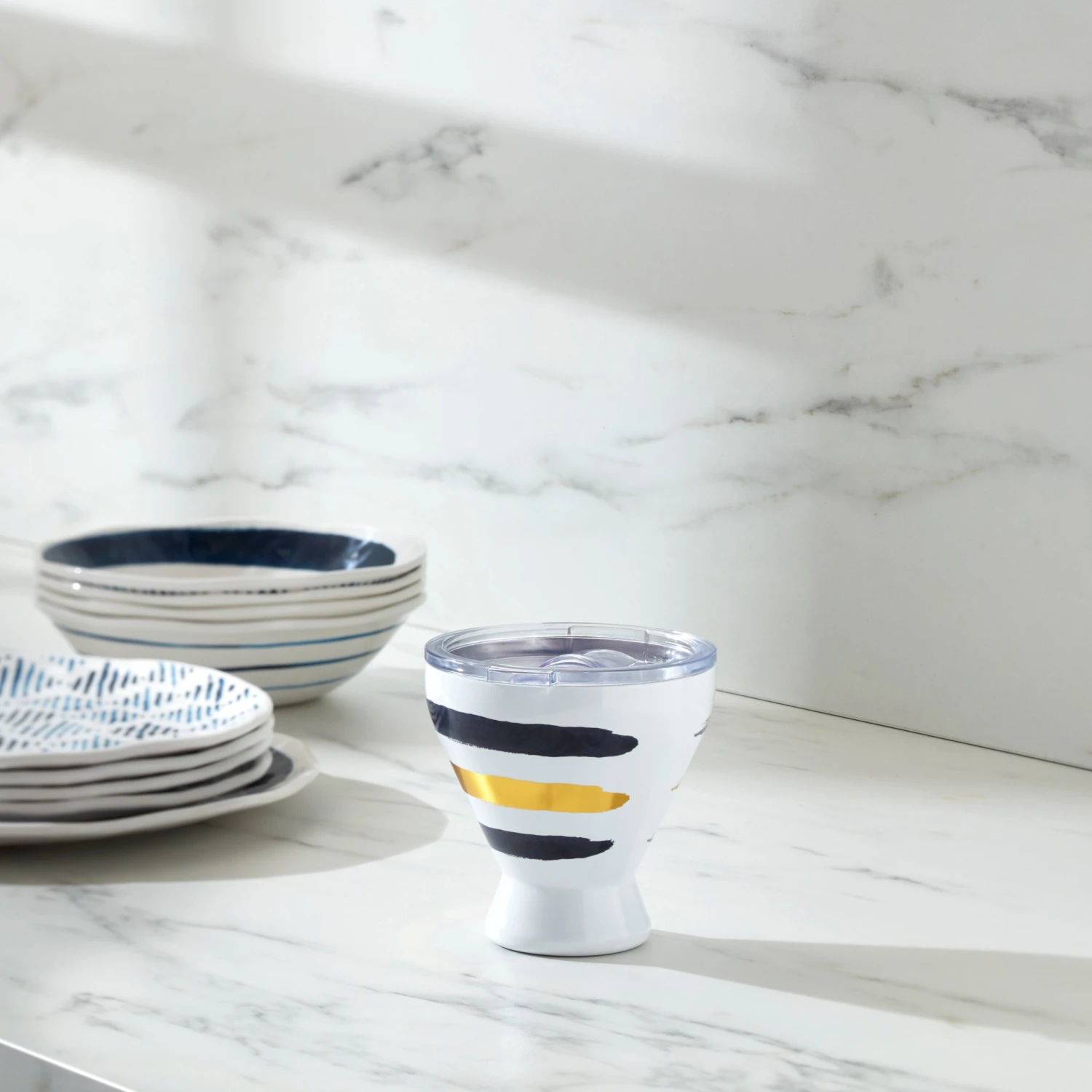 Lenox Blue Bay Stripe Stainless Steel Cocktail Tumbler 4 Lenox Blue Bay Stripe Stainless Steel Cocktail Tumbler - Image 2